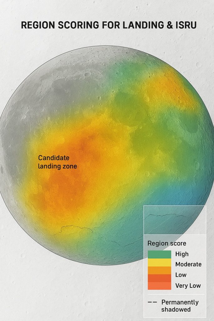 Region scoring for landing and ISRU