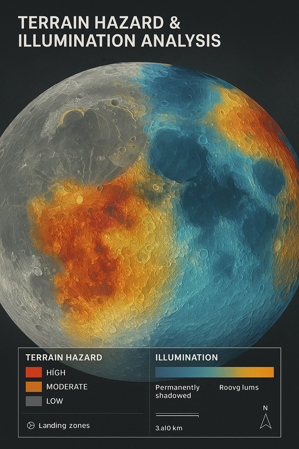 Terrain hazard and illumination analysis with data